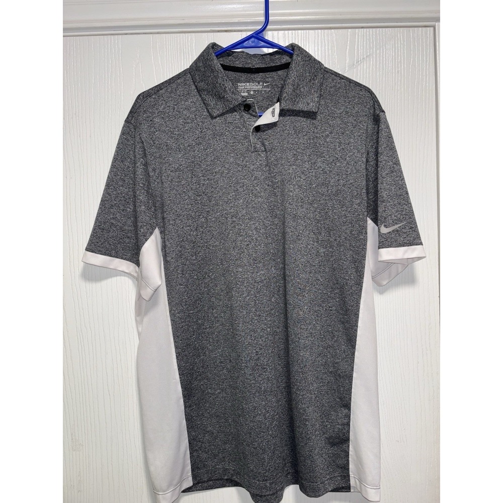 Nike Golf Tour Performance Polo Shirt Dri-Fit Heather Grey Medium Wicking